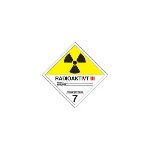 Skylt ADR radioaktiva ämnen nr 7C självhäftande