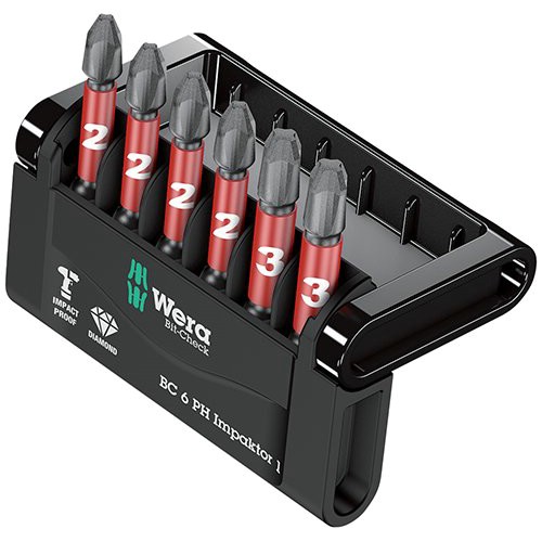 Bitssats 1/4" WERA Bit-Check 6 PH Impaktor 1
