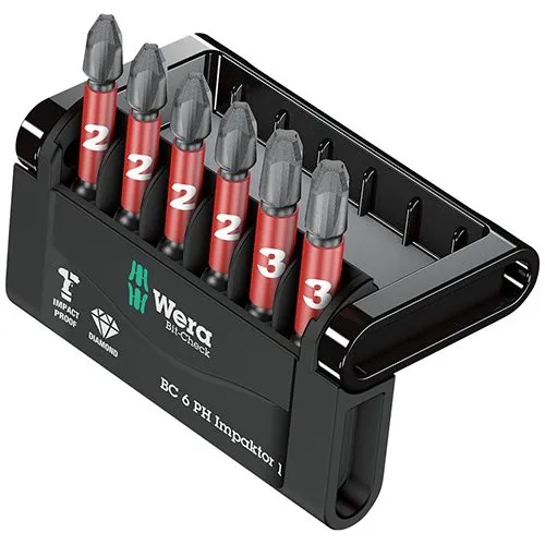Bitssats 1/4" WERA Bit-Check 6 PH Impaktor 1