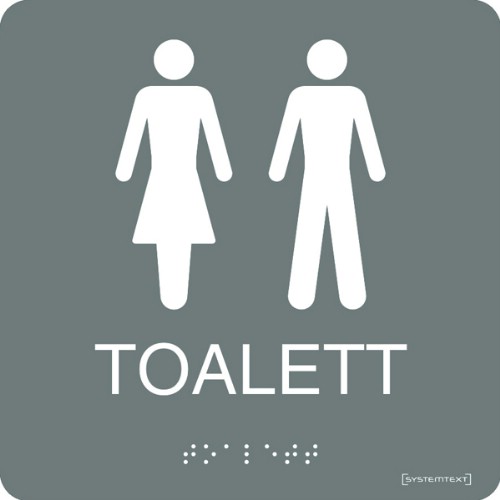Skylt taktil toalett dam/herr