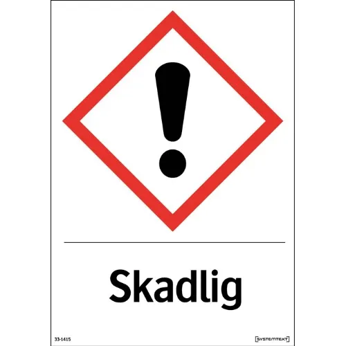 Skylt CLP skadlig självhäftande