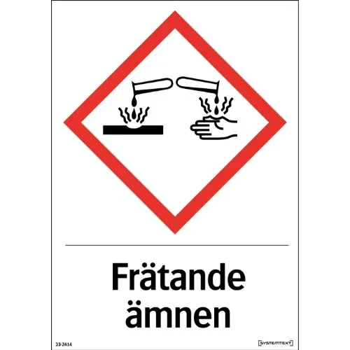 Skylt CLP frätande ämnen