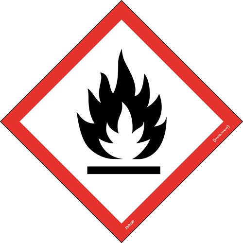 Skylt CLP-symbol brandfarliga ämnen självhäftande
