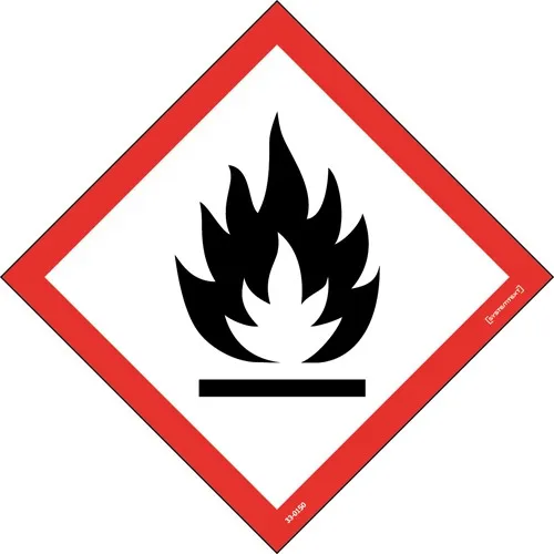 Skylt CLP-symbol brandfarliga ämnen självhäftande