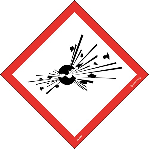 Skylt CLP-symbol explosiva ämnen självhäftande