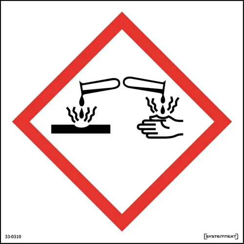 Skylt CLP-symbol frätande ämnen