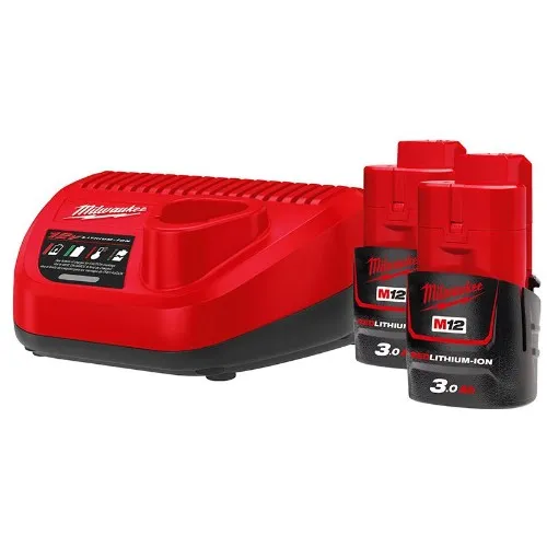 Laddare- och batteripaket MILWAUKEE 2x12 V 3,0 Ah Li-Ion