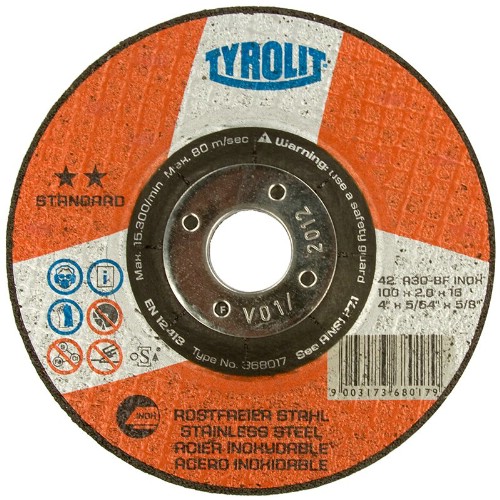 Kapskiva TYROLIT Standard Rostfritt Typ 42