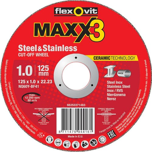 Kapskiva FLEXOVIT Maxx3 Steel/Inox Typ 41