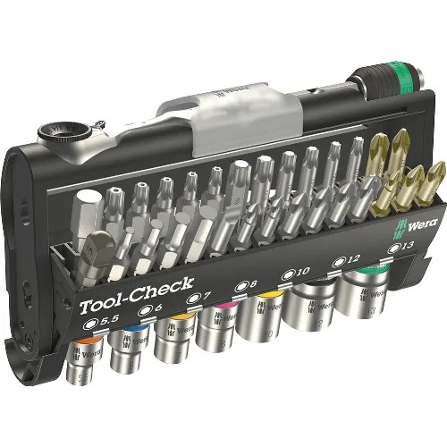 Bits- och hylsnyckelsats 1/4" mm WERA Tool-Check 1 SB