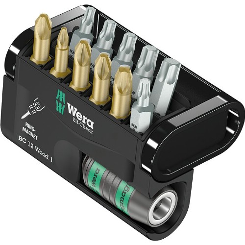 Bitssats 1/4" WERA Bit-Check 12 Wood 1