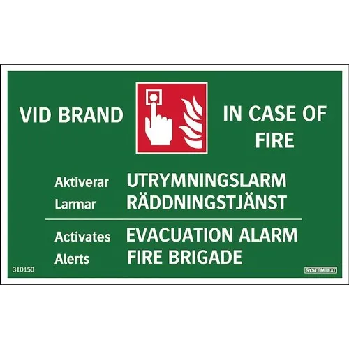 Skylt utrymningslarm / evacuation alarm