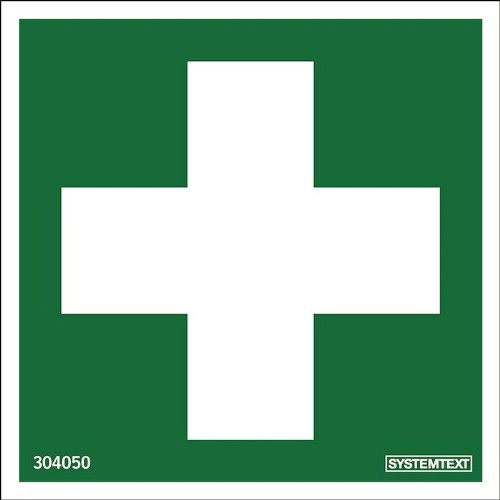 Skylt nöd första hjälpen självhäftande