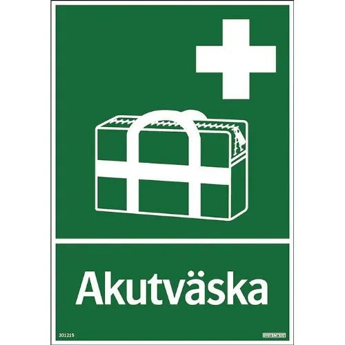 Skylt akutväska 