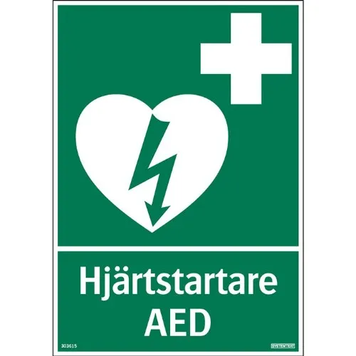 Skylt hjärtstartare