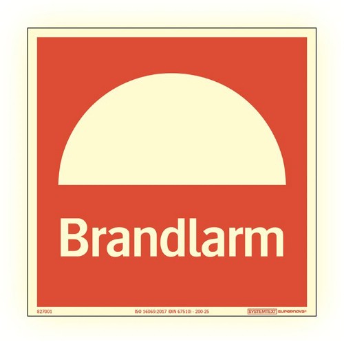 Skylt brandlarm Supernova färgefterlysande