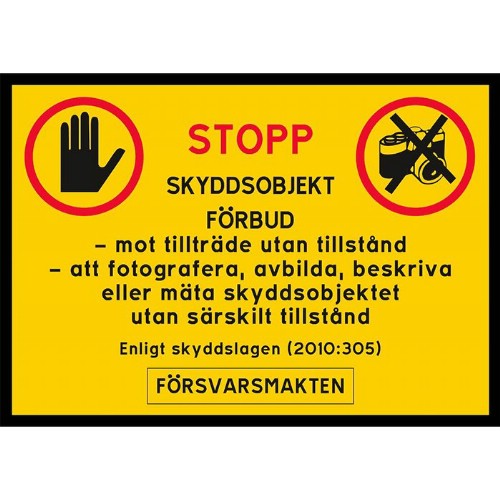 Skylt skyddsobjekt försvarsmakten 