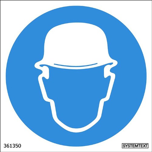 Skylt påbud skyddshjälm måste användas