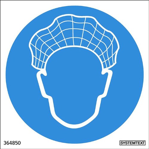 Skylt påbud hårnät måste användas