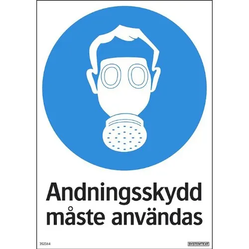 Skylt påbud andningsskydd måste användas