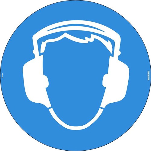 Golvdekal symbol hörselskydd måste användas