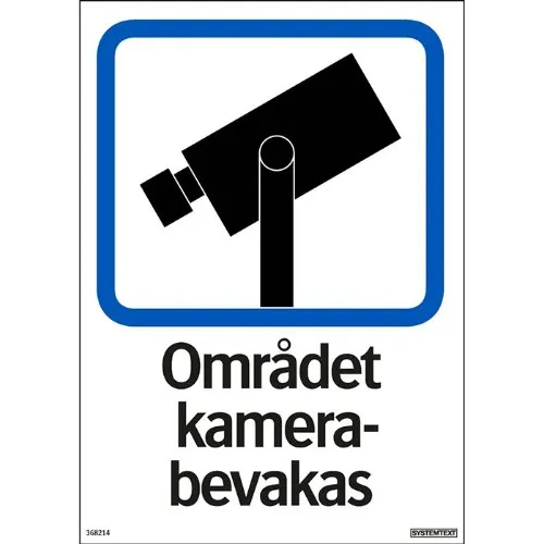 Skylt området kamerabevakas