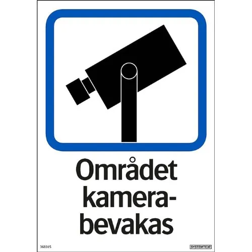 Skylt området kamerabevakas